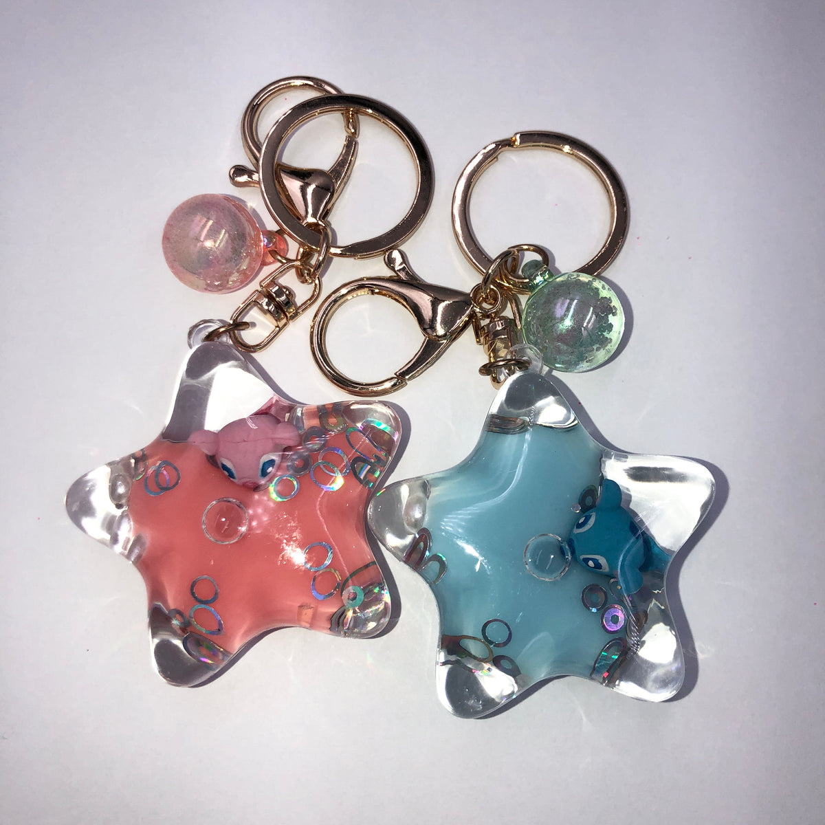 MadeinMira Stitch and Angel/Keychain/Sequins/pink/blue/Red